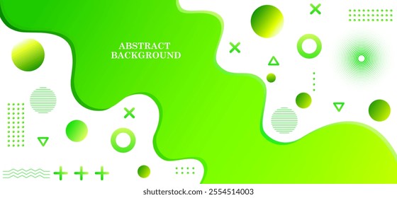 Green and yellow gradient colour abstract background with wave pattern shape and geomagnetic rounded shape and colour full lines vector illustration eps10.