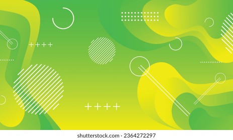 Green and yellow gradient fluid wave abstract background for brochure flyer banner template design