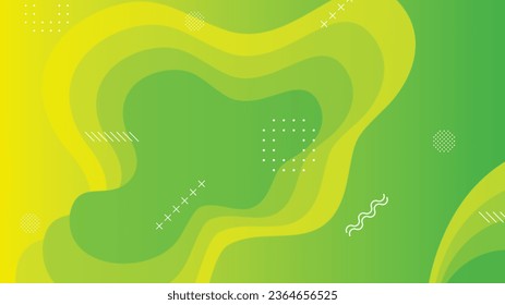 Fondo abstracto de oleaje de fluido gradiente verde y amarillo para el diseño de la plantilla de pancarta del folleto
