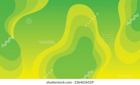 Green and yellow gradient fluid wave abstract background for brochure flyer banner template design