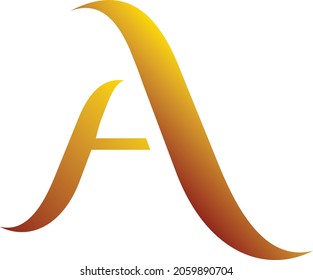 Green and yellow gradient letter A in vector