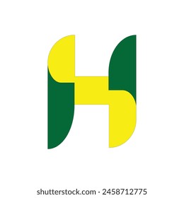 Green and Yellow H Letter. Vector Illustration. H logo design.