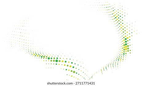 Marco de círculo de onda de semitono amarillo verde para marca ecológica, pósters modernos, fondos frescos de interfaz de usuario, Ilustración vectorial de diseños digitales Abstractas