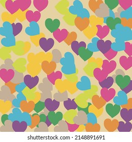 Green Yellow Hearts Love Confetti Vector Style. Beige Multicolor Simple Romantic Wedding Art. Light Purple Blue Modern Art Pattern. Violet Modern Warm Saint Valentine Modern Design.