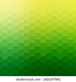 green and yellow hexagon background. 