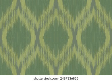 Patrón Ikat verde y amarillo con Diseños geométricos