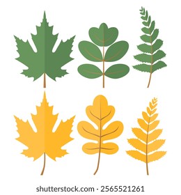 Green Yellow Leaf Vector. Falling Leaf Material. Green Leaf Decoration.