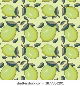 Green yellow lemon, lime vector pattern