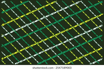 Green and yellow lines on a black Checkered texture for clothing fabric prints background image