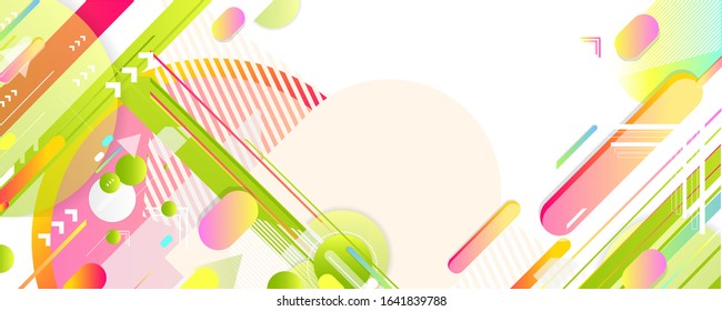 Green and yellow lines and points white background. Banner summer ecology poster triangle vector futuristic light minimal geometric