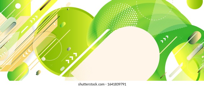 Green and yellow lines and points white background. Banner summer ecology poster triangle vector futuristic light minimal geometric