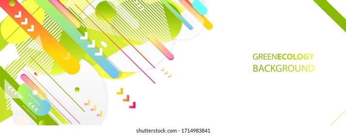 Green and yellow lines and points white background. Banner summer ecology poster triangle stock vector futuristic light minimal geometric