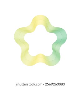 Green and yellow lines. Round wave pattern. Abstract vector wave. Presentation template. Eps 10