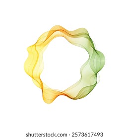 Green and yellow lines. Round wave pattern. Abstract vector wave. Presentation template. Eps 10
