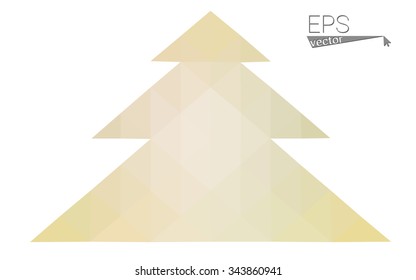 Green, yellow low poly style christmas tree vector illustration consisting of triangles. Abstract triangular poly origami or crystal design of New Years celebration. Isolated on white background