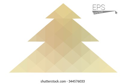 Green, yellow low poly style christmas tree vector illustration consisting of triangles. Abstract triangular poly origami or crystal design of New Years celebration. Isolated on white background