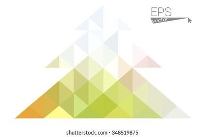 Green, yellow low poly style christmas tree vector illustration consisting of triangles. Abstract triangular poly origami or crystal design of New Years celebration. Isolated on white background