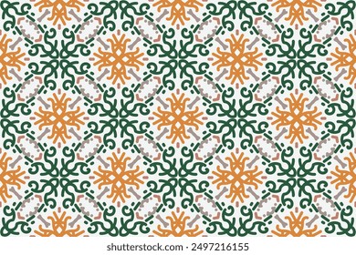 green and yellow luxury vector seamless pattern. Ornament, Traditional, Ethnic, Arabic, Turkish, Indian motifs. Great for fabric and textile, wallpaper, packaging design or any desired idea.