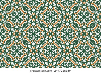 green and yellow luxury vector seamless pattern. Ornament, Traditional, Ethnic, Arabic, Turkish, Indian motifs. Great for fabric and textile, wallpaper, packaging design or any desired idea.