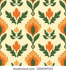 Green and yellow luxury vector seamless pattern. Ornament, Traditional, Ethnic, Arabic, Turkish, Indian motifs. Great for fabric and textile, wallpaper, packaging design or any desired idea.