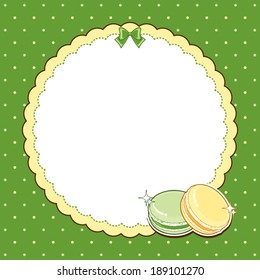 green and yellow macaroon with frame