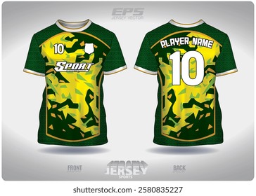 green yellow Marble Camouflage Fabric pattern design, illustration, textile background for sports t-shirt, football jersey shirt mockup for football club. consistent front view