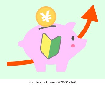 The green and yellow marks indicate beginners in Japan. Illustration about asset management.