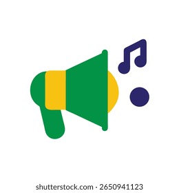 Green yellow megaphone with musical note dot Brazil Proclamação da Republica announcement