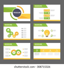 Green And Yellow Multipurpose Presentation Template Flat Design Set For Brochure Flyer Marketing And Advertising 