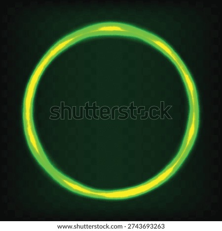 Green Yellow Neon Circle Glow Ring Frame on Black Background – Futuristic Light Halo Overlay for Streaming, Gaming and UI Design