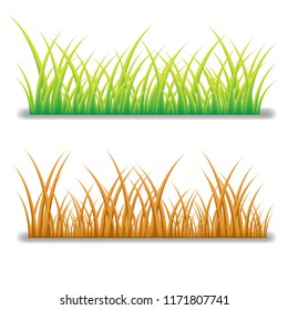 
green and yellow, orange grass. element design. vector illustration