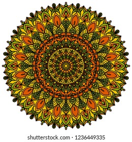 Green Yellow and Orange Mandala