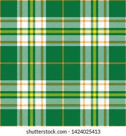 Green, yellow and orange tartan plaid pattern. Flannel textile pattern / seamless background.
