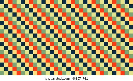 Green, Yellow, Orange Vector Vintage Checker Pattern for Background