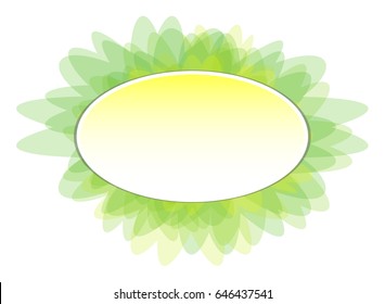  Green and yellow oval background with an abstract frame, with space for your text. Vector illustration. 