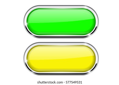 Green Yellow Oval Buttons Chrome Frame Stock Vector (Royalty Free ...