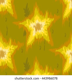 green and yellow pattern batik Ikat Adorned with stars in the background