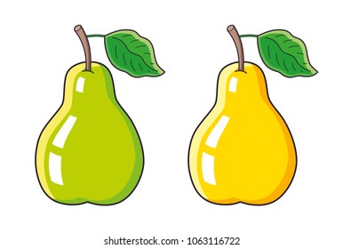Green and yellow pear isolated