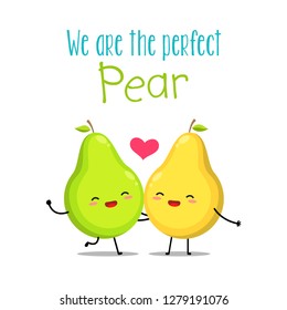 A green and yellow pear. Vector illustration