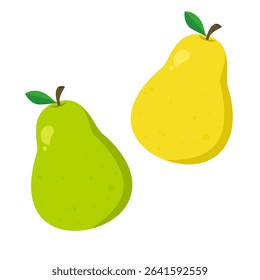 Green and yellow pears. Cute fruit illustration. Health food vector. Can be used for wallpaper and sticker. 