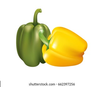 Green and yellow peppers isolated