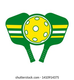 green and yellow pickleball symbol