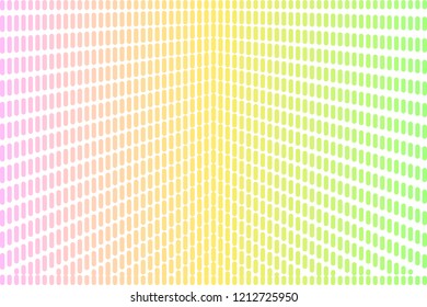Green yellow pink gradient with dashed line on white background. Glitch effect overlay. Modern technology or hi-tech template. Halftone gradient. Visual dynamic abstraction. Geometric shapes pattern