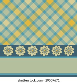 Green and yellow plaid and flower card
