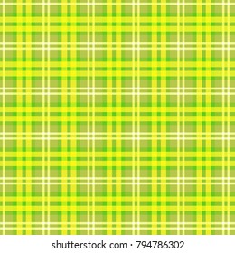 Green and yellow plaid pattern vector illustration.