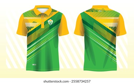 green yellow polo sport shirt sublimation jersey template design mockup