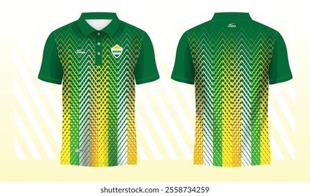 green yellow polo sport shirt sublimation jersey template design mockup