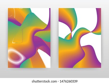 Green yellow purple waved textile effect design for annual report, brochure, flyer, leaflet, poster. Geometric colorful wave background. Abstract A4 brochure template. Flyer vector illustration.
