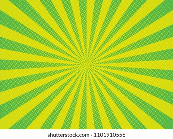 green and yellow radial lines. pop art background