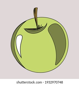 Green, yellow and red apples. Fruit. Veganism, vegetarianism, raw food diet, proper nutrition. Vector isolated objects.